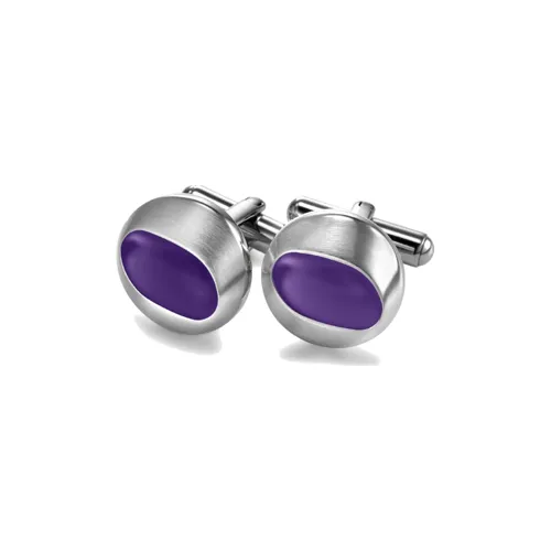 CUFFLINK - GIOIELLI BREIL CUFFLINK GEMELLI IN ACCIAIO  SATINATO  SMALTO VIOLA - TJ1168 | Breil