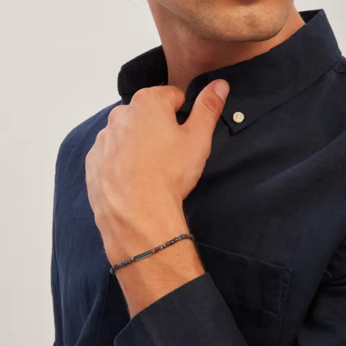 PRIAM - WURZELARMBAND AUS PISTOLENFARBENEM STAHL UND SAPHIR - TJ3644 | Breil